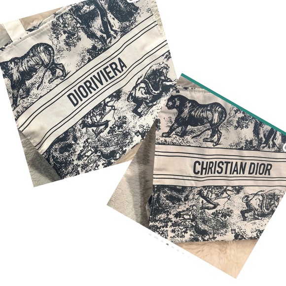 New without tags, GWP Blue Dior/ Diorivera straw tote bag - Picture 3 of 4